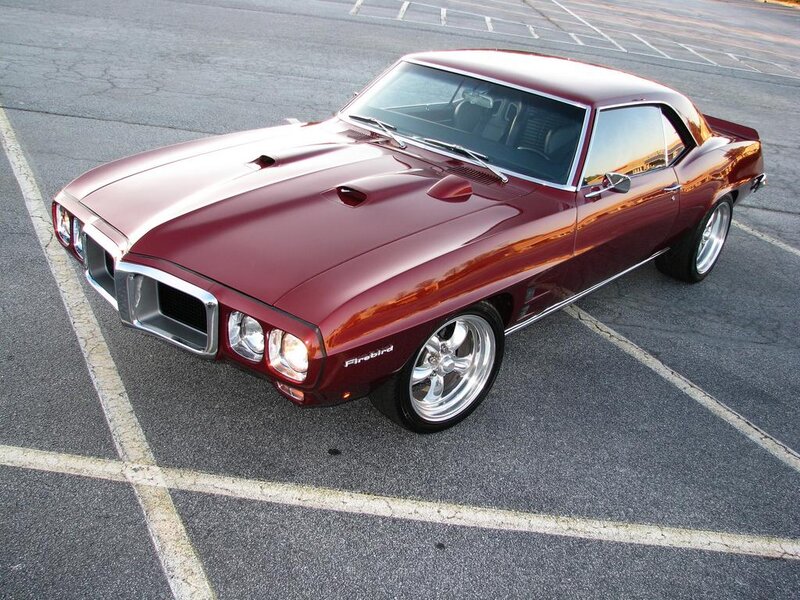 Maroon Muscle Car — Calm, Sunset, Photograph