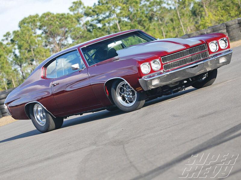 Maroon Muscle Car — Dynamic, Afternoon