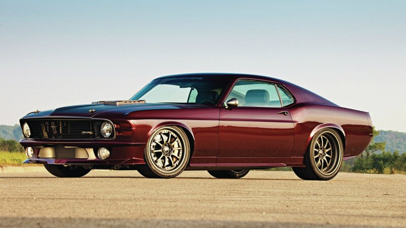 maroon muscle car