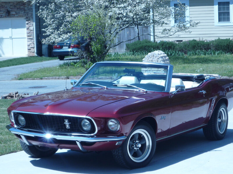 Maroon Mustang Convertible