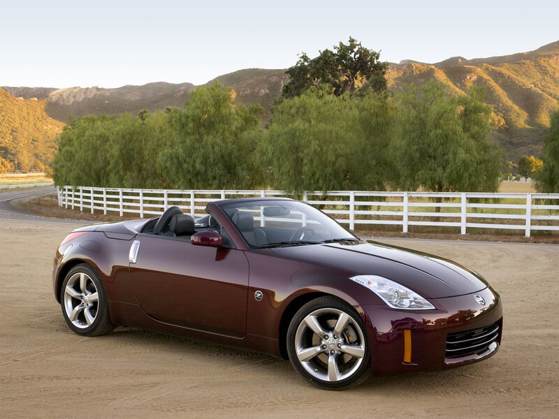 Maroon Nissan 350Z convertible
