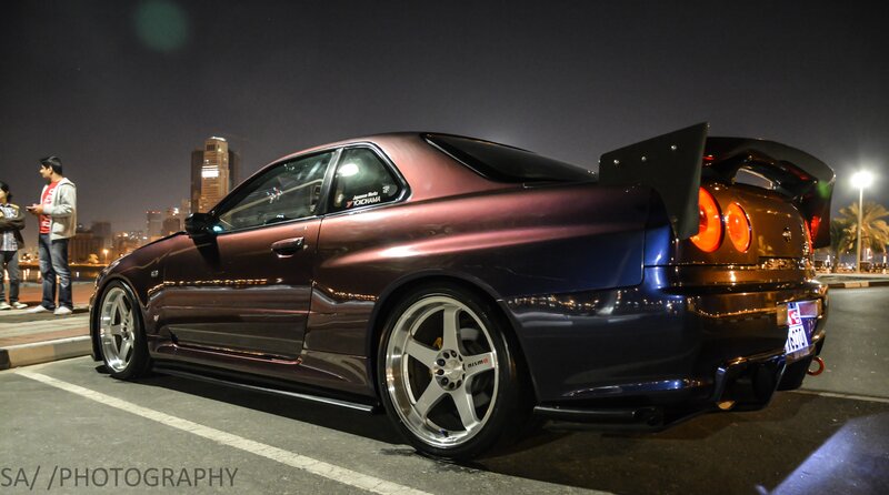 Maroon Nissan Skyline