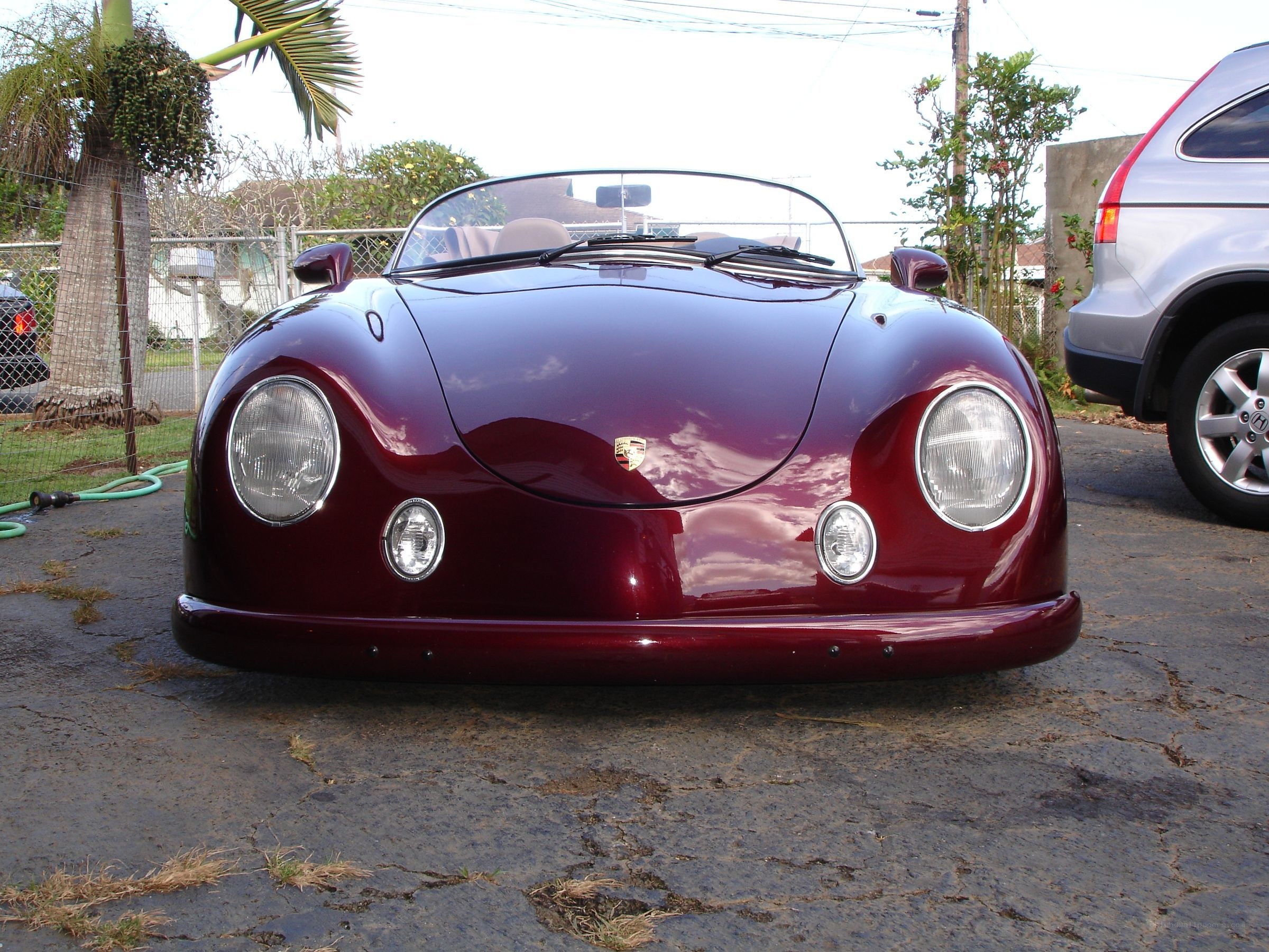 Maroon Porsche replica car