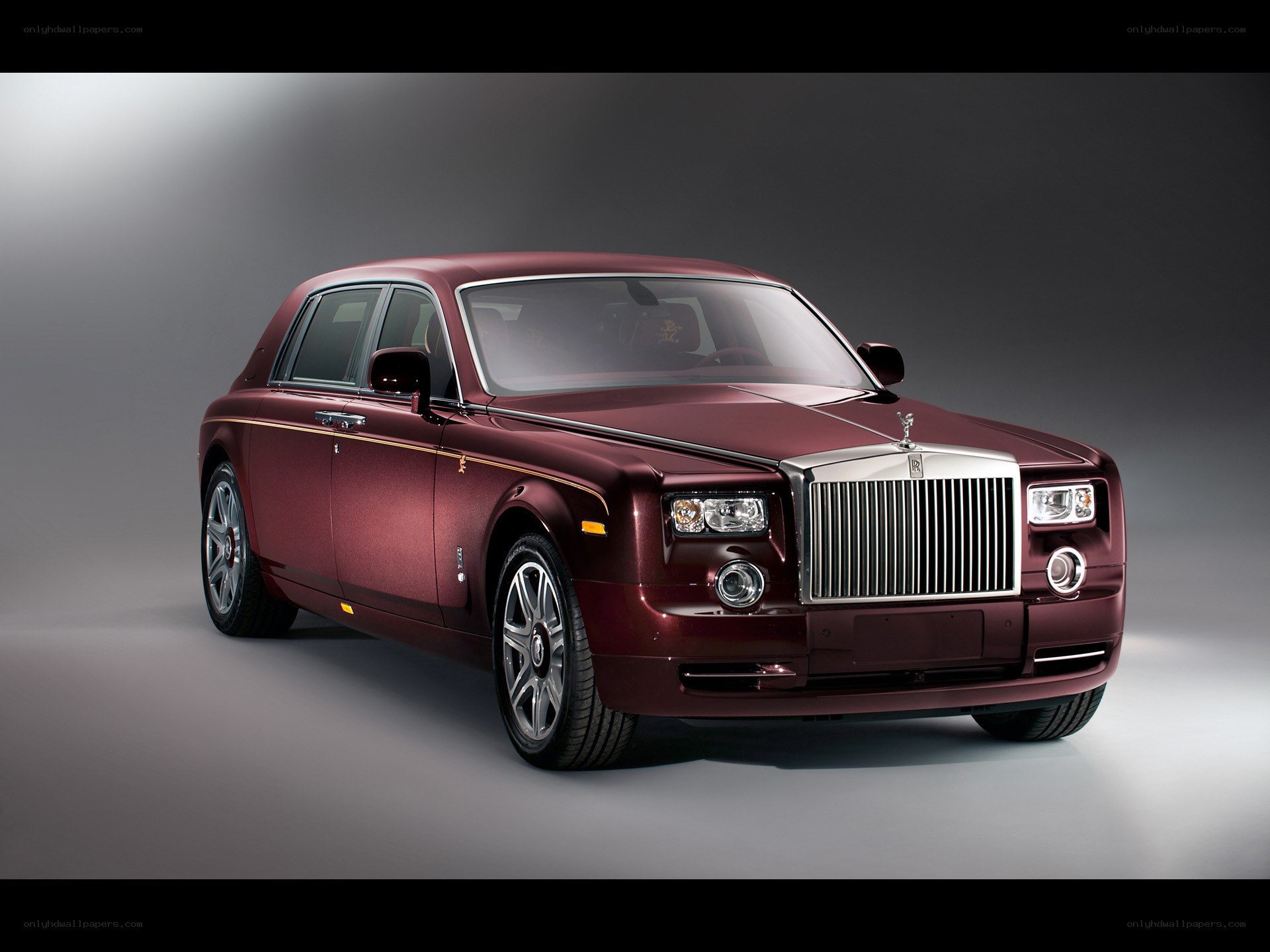 Maroon Rolls-Royce Phantom