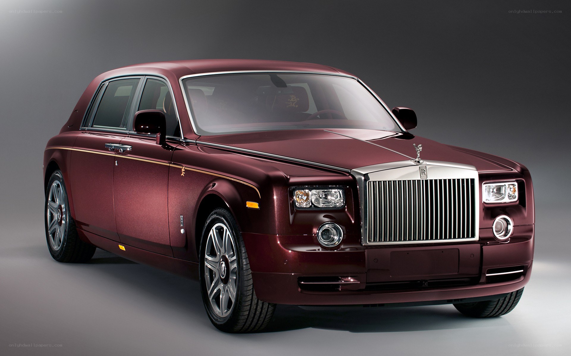 Maroon Rolls-Royce Phantom