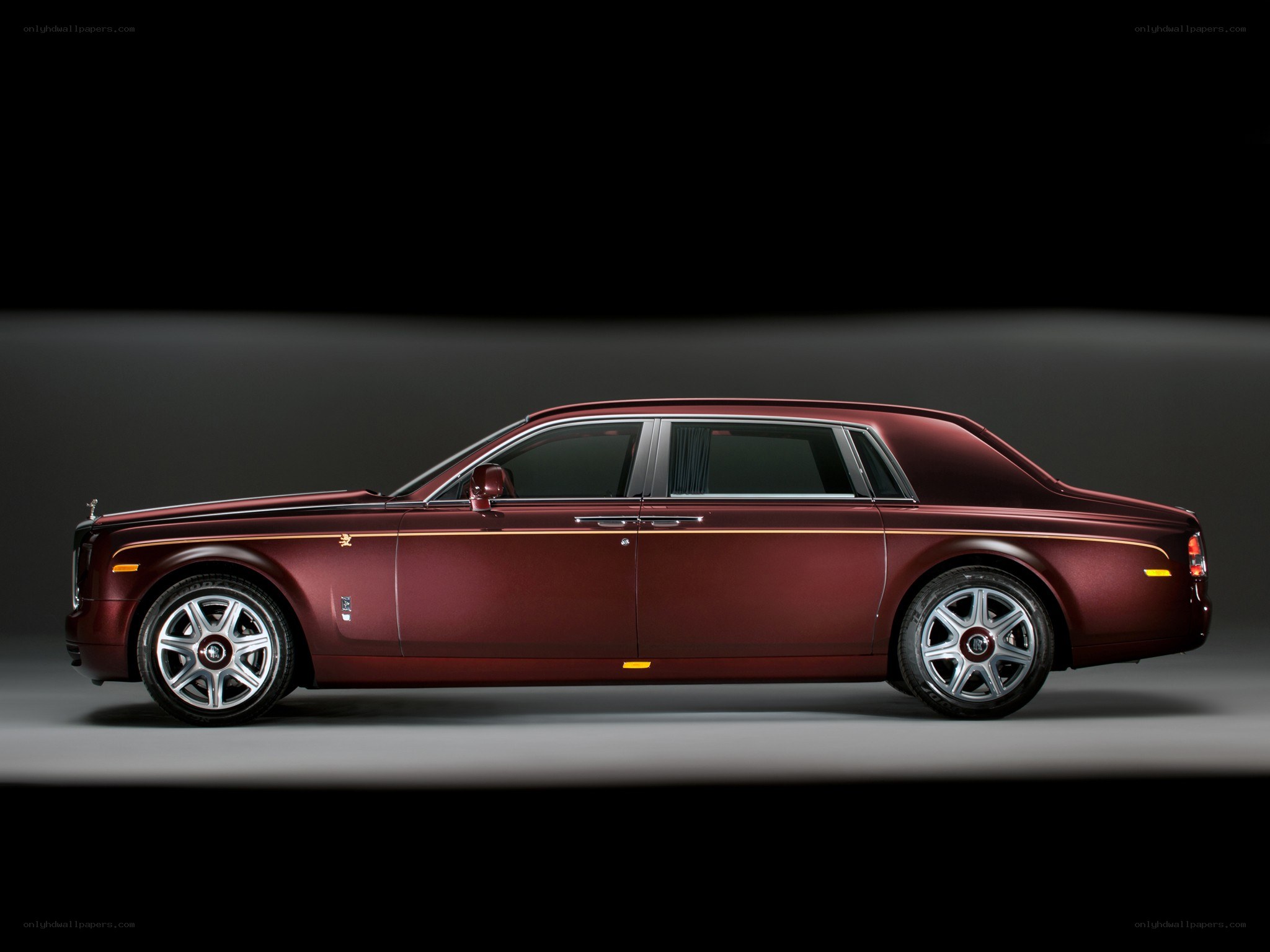 Maroon Rolls-Royce Phantom