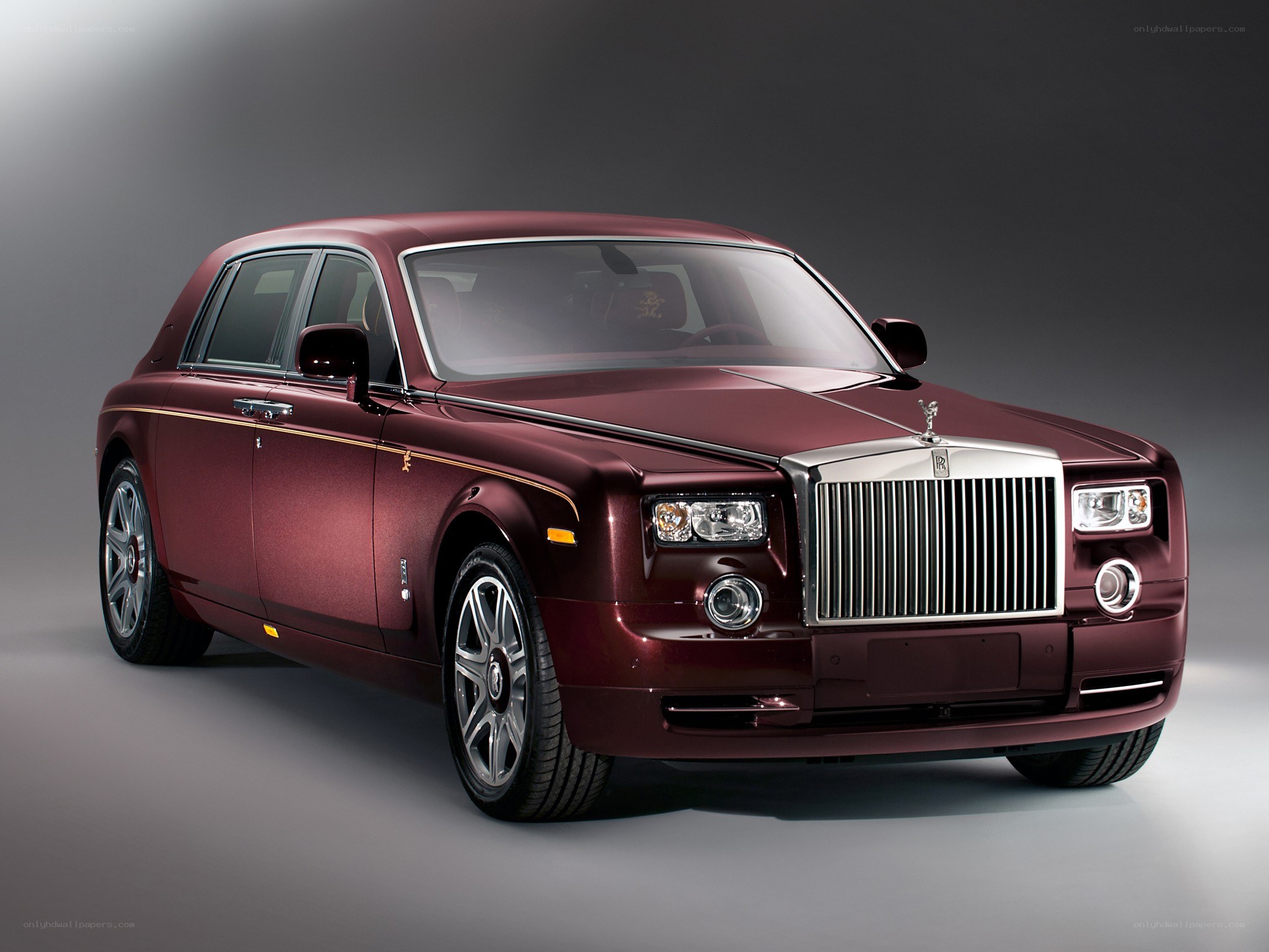 Maroon Rolls-Royce Phantom