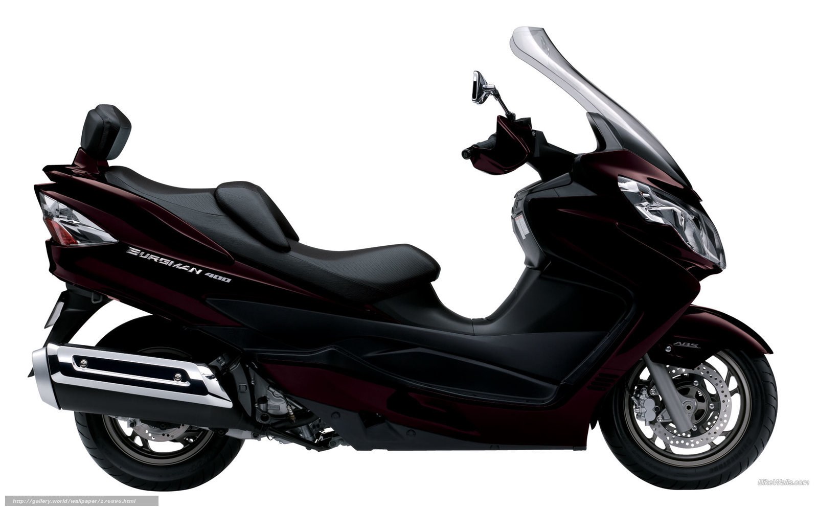 Maroon scooter with windscreen