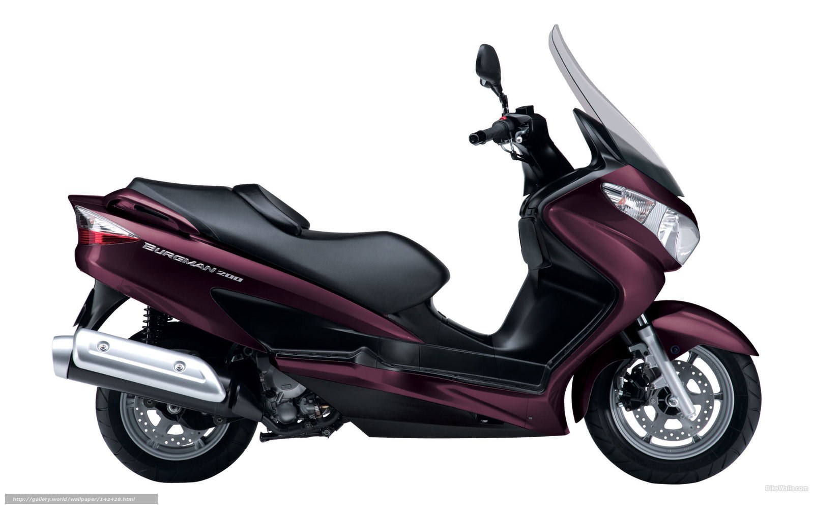 Maroon scooter with windscreen