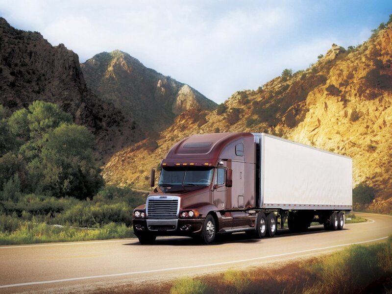 Maroon Semi-truck — Brown