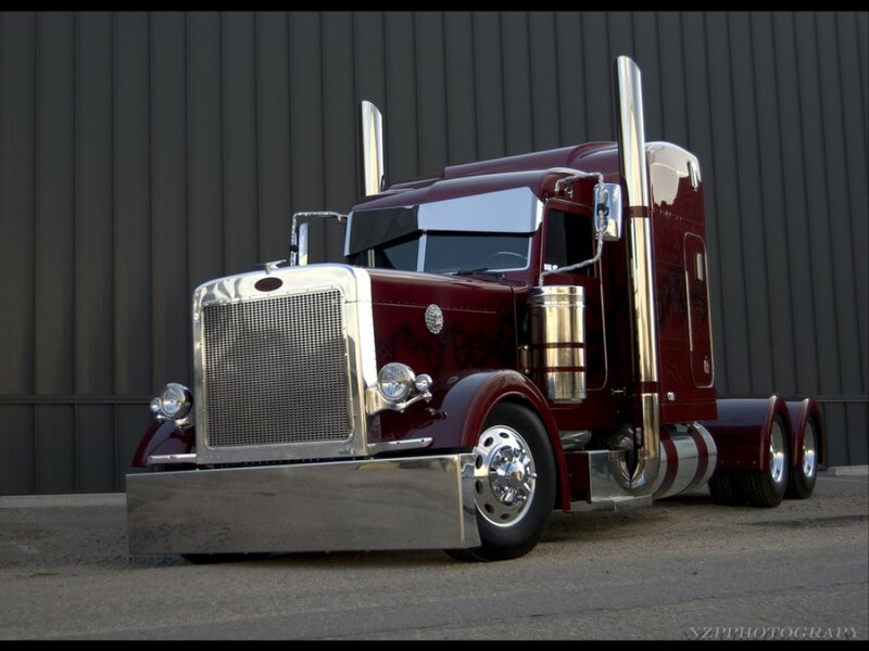 Maroon Semi-truck — Dramatic, Photograph