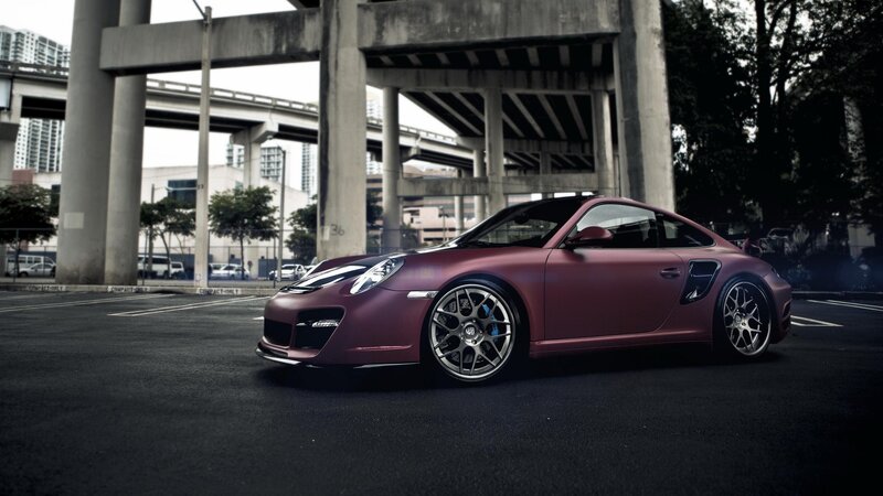 Maroon Sports Car — Dramatic, Afternoon, Photograph, Overpass