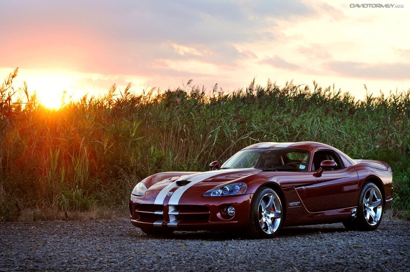 Maroon Sports Car — Red, Dramatic, Sunset