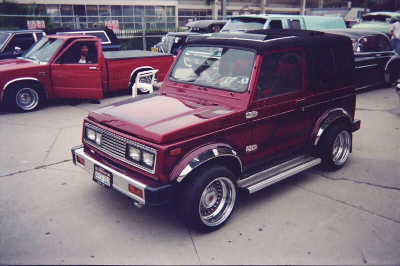 Maroon Suzuki Samurai