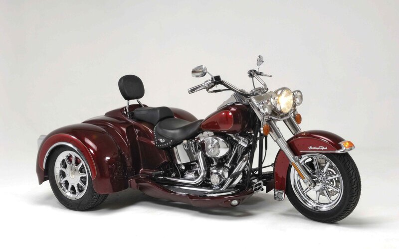Maroon Trike Motorcycle — Neutral, Photograph