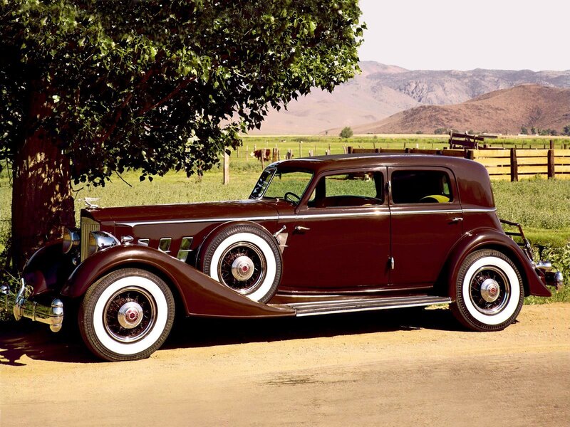 Maroon Vintage Car — Brown