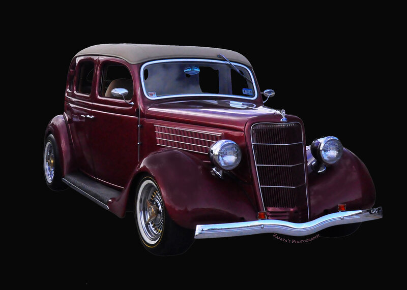Maroon Vintage Car — Dramatic, Photograph