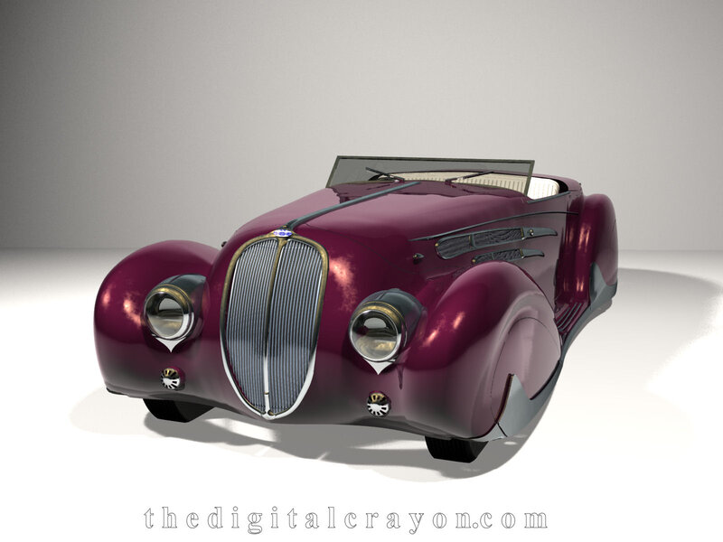 Maroon Vintage Car — Neutral, 3d Render