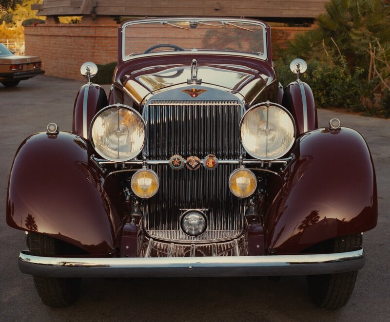 Maroon Vintage Car — Serene, Sunset