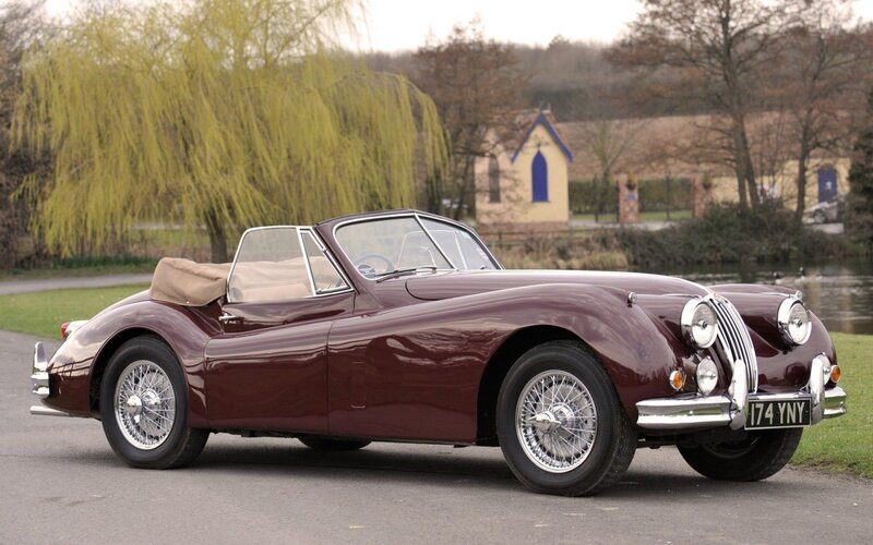 Maroon vintage convertible car