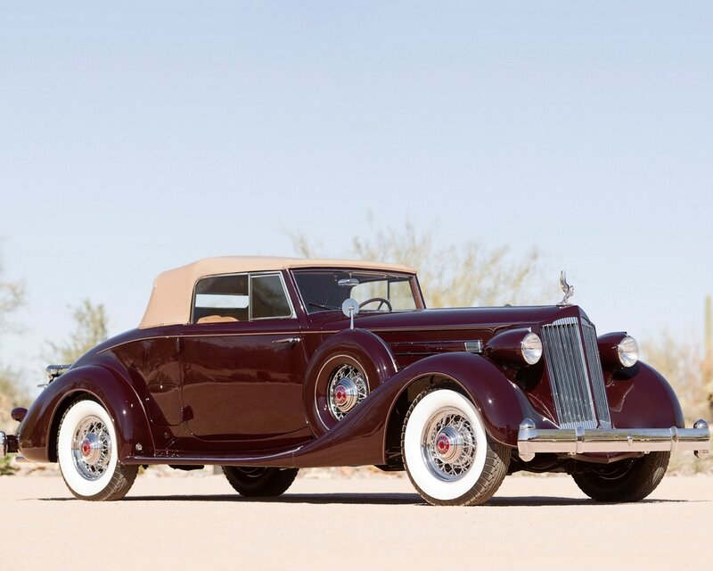 Maroon Vintage Convertible — Serene, Afternoon, Photograph, Beige Soft Top