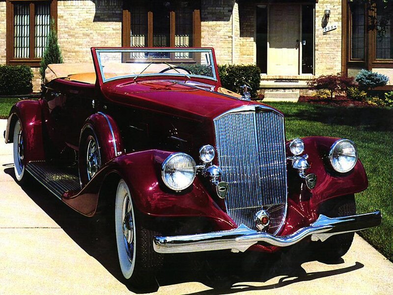 Maroon Vintage Convertible — Serene, Afternoon, Photograph, House