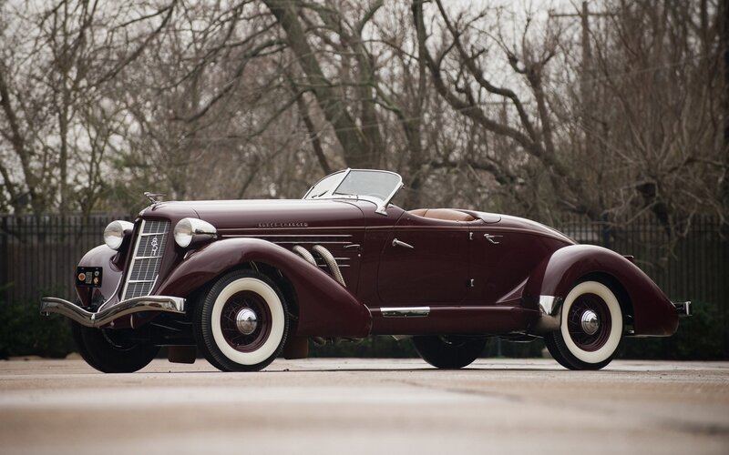 Maroon Vintage Convertible — Serene, Autumn