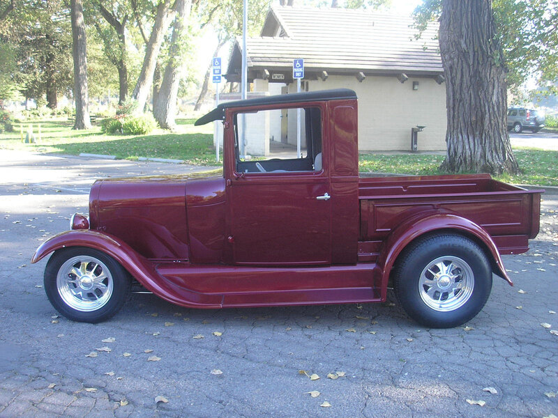 Maroon vintage pickup truck