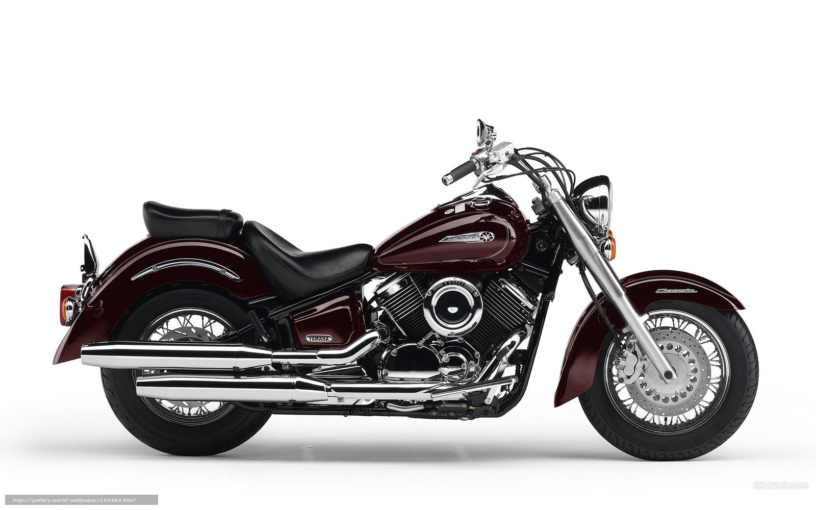 Maroon Yamaha cruiser motorcycle