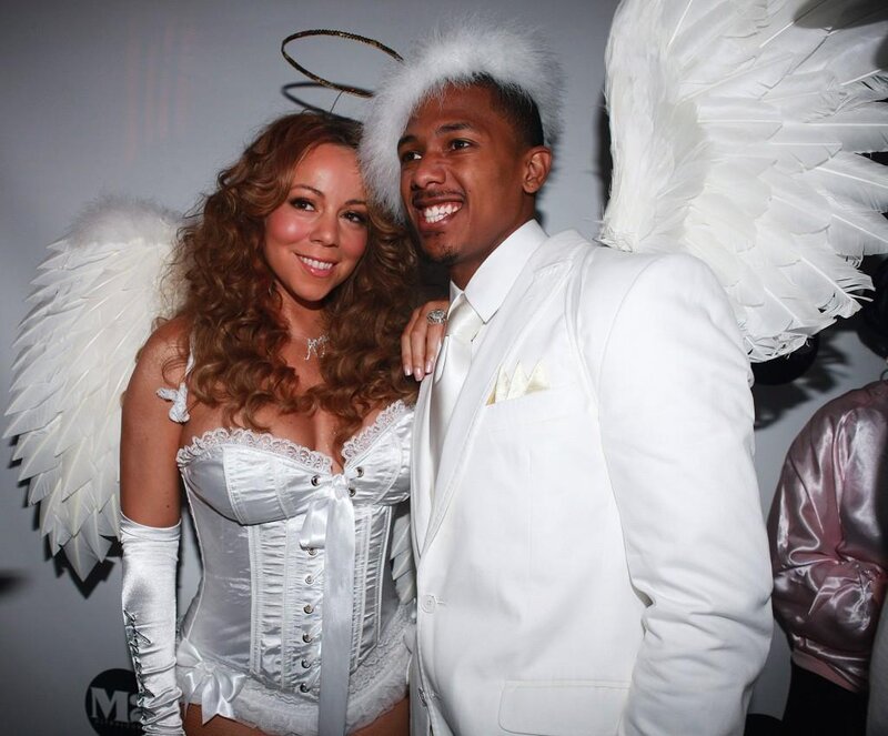 Married couple in angel costumes