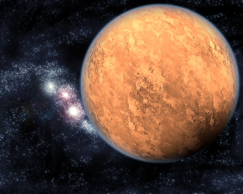 Mars and star cluster