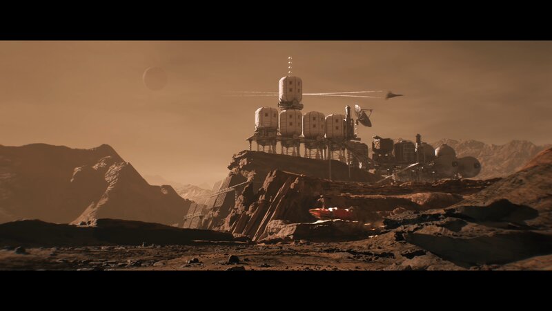 Mars Base on Rocky Terrain