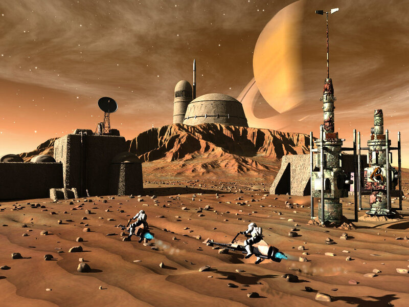 Mars base with riders