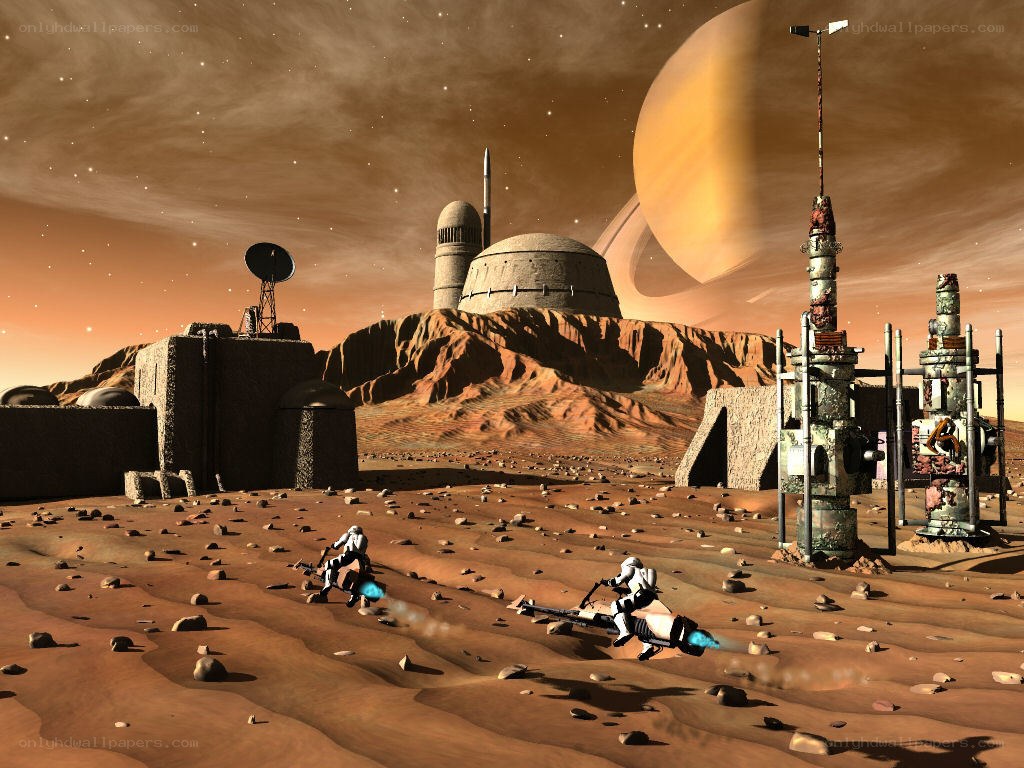 Mars base with riders
