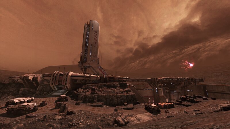 Mars Base with Rocket