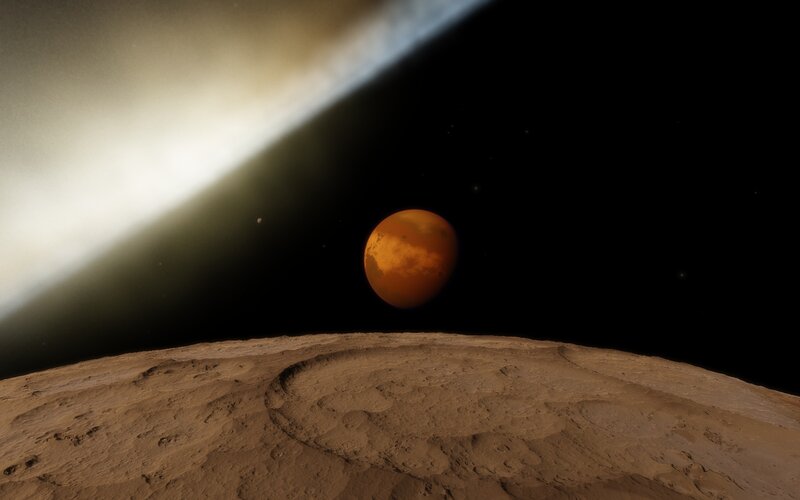 Mars from a moon's surface