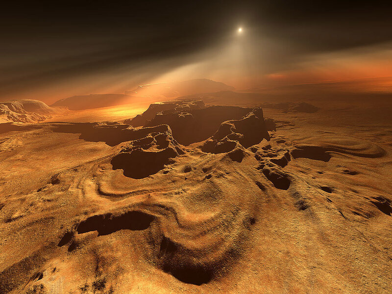 Mars landscape at sunset
