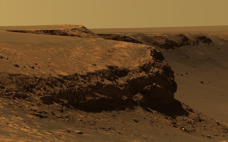 Mars landscape with rocky terrain