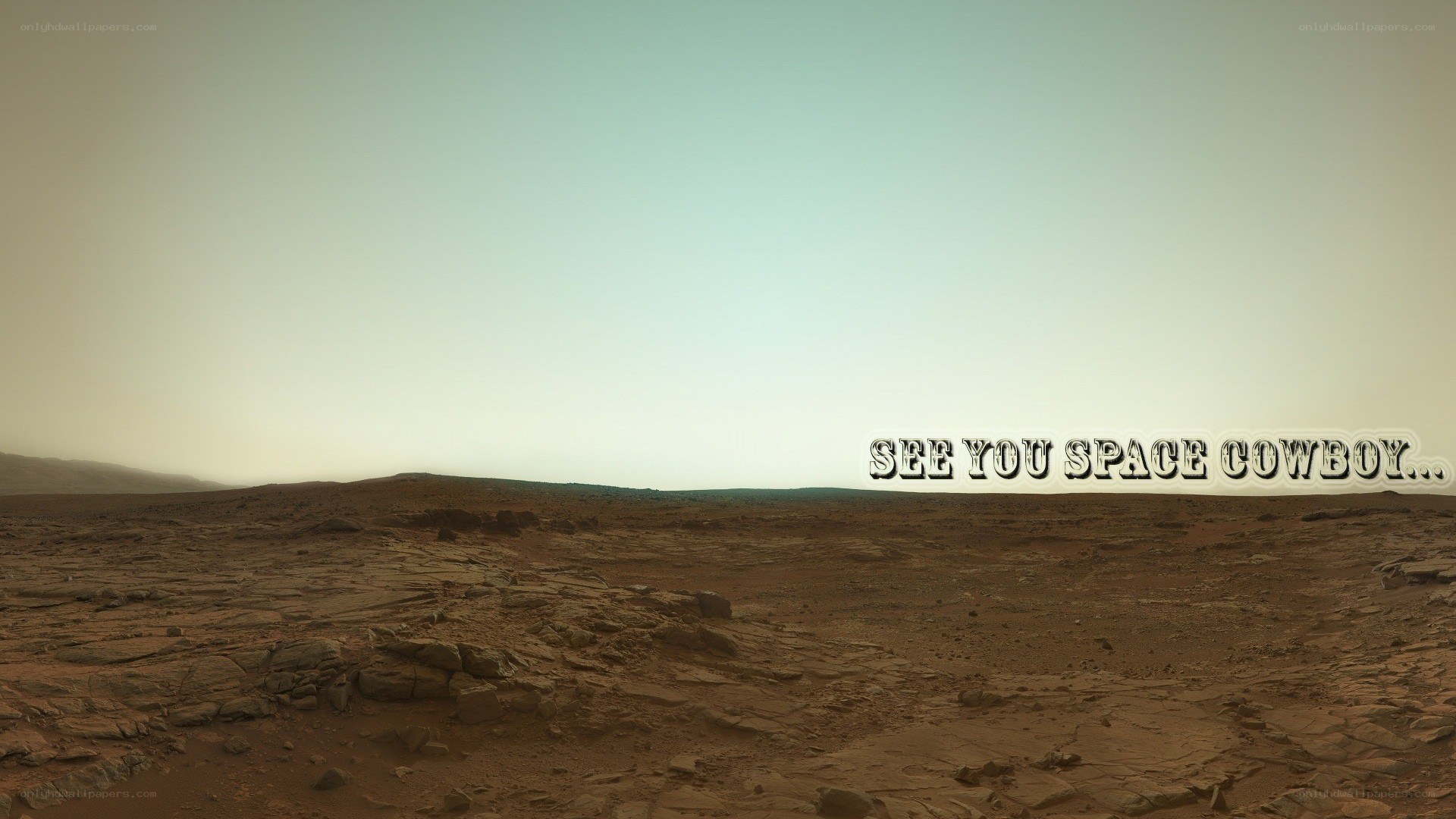 Mars landscape with text