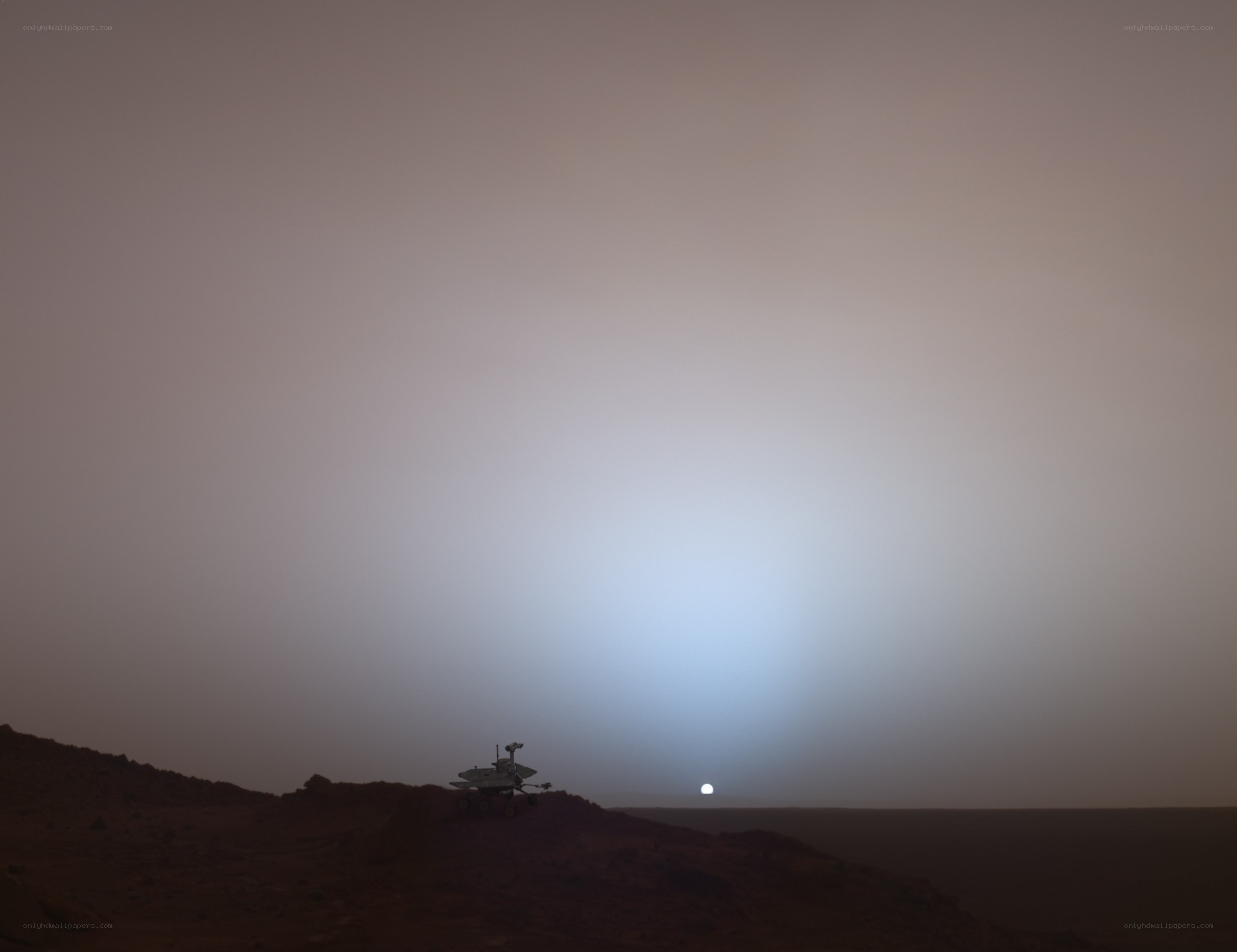 Mars rover at sunrise