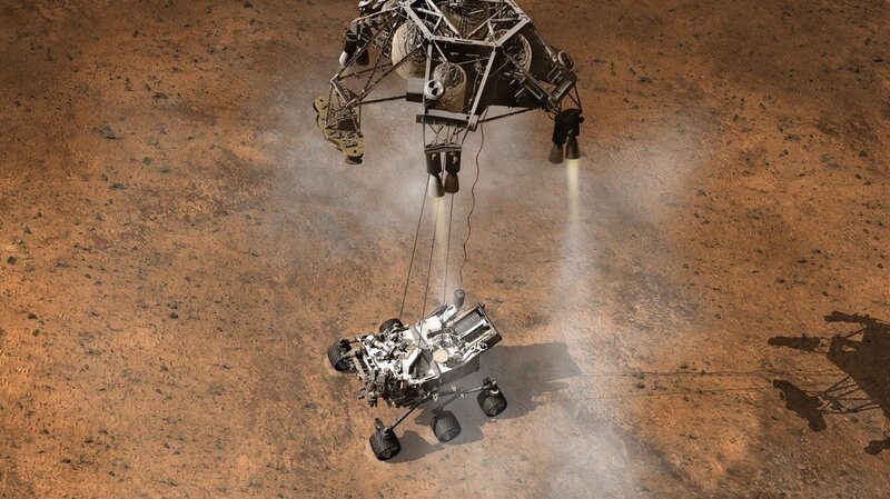 Mars Rover Landing — Brown, Dramatic, 3d Render, Spacecraft, Martian Surface