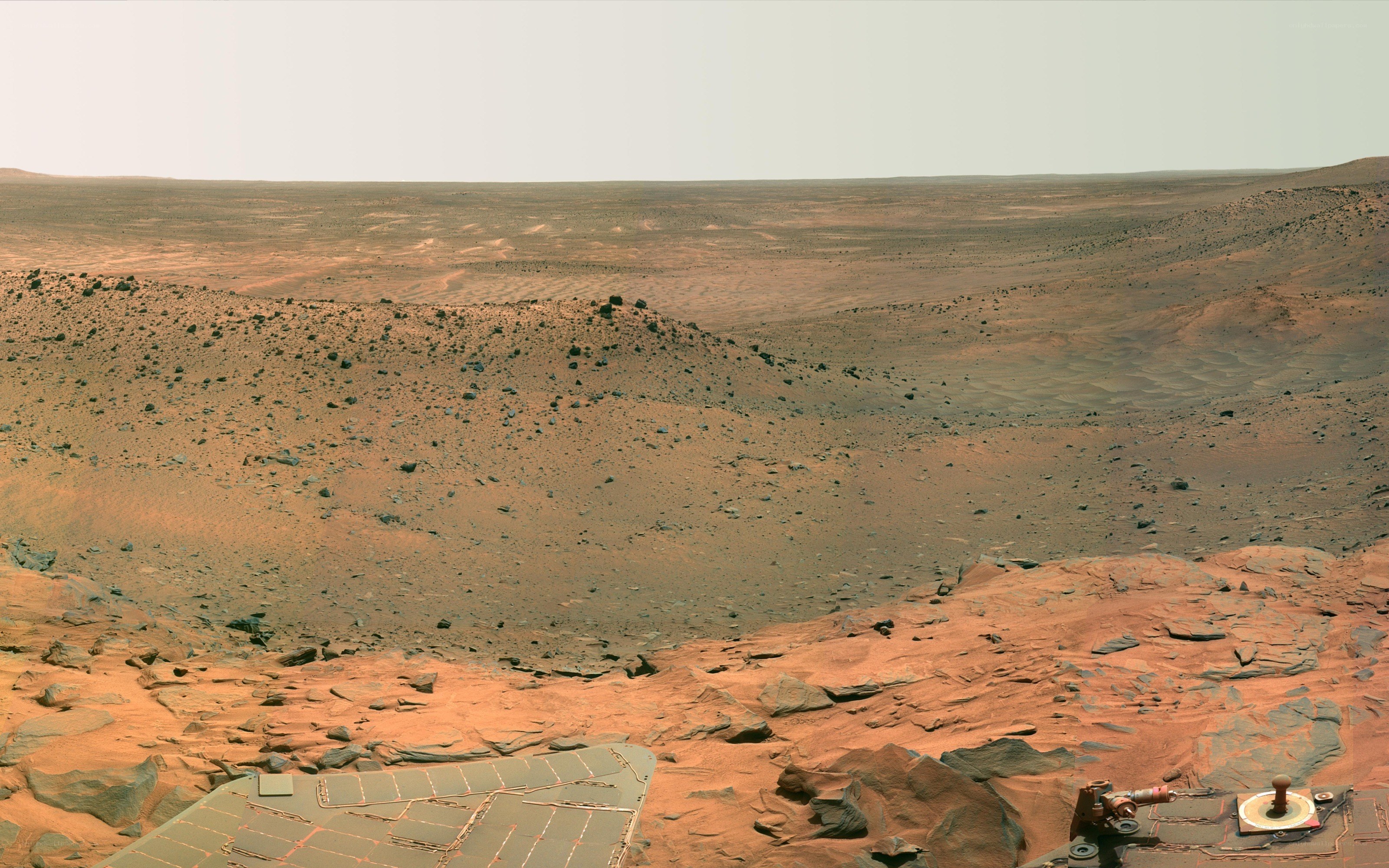 Mars rover on alien landscape