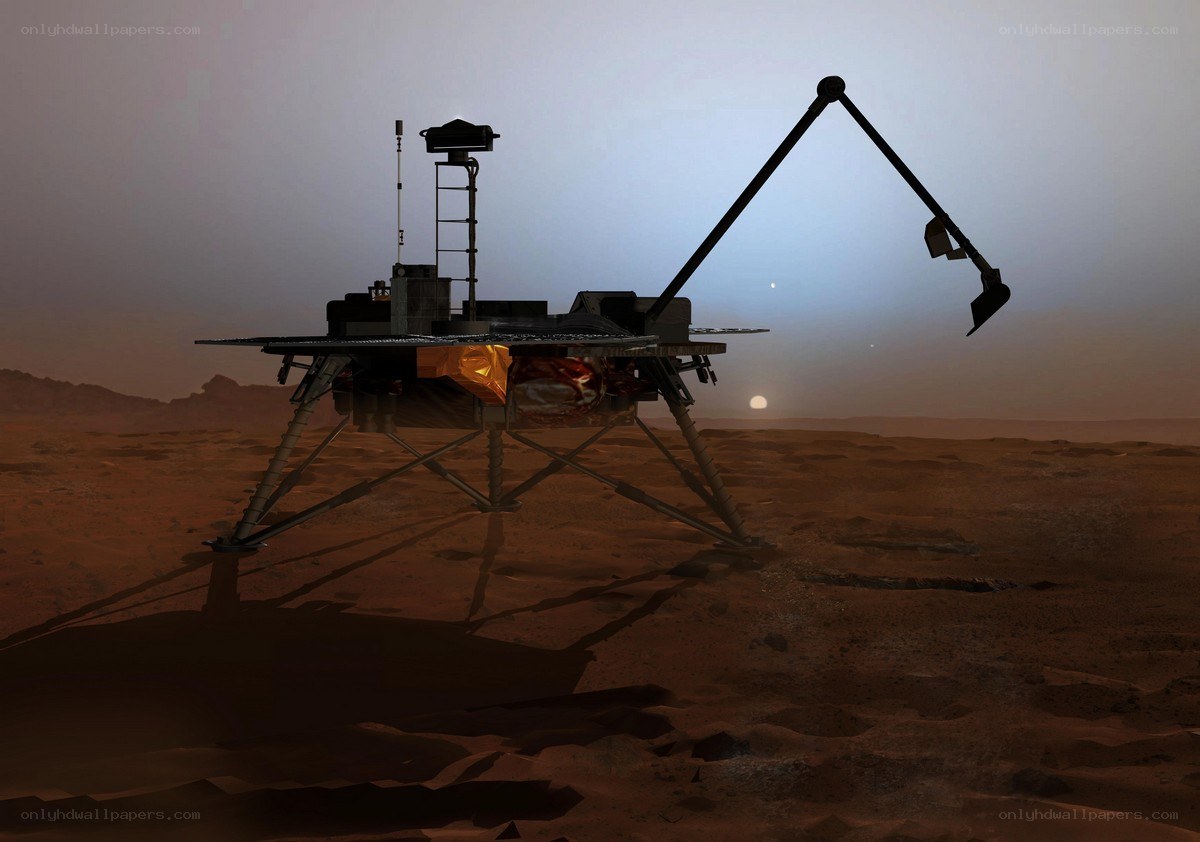 Mars rover on alien surface