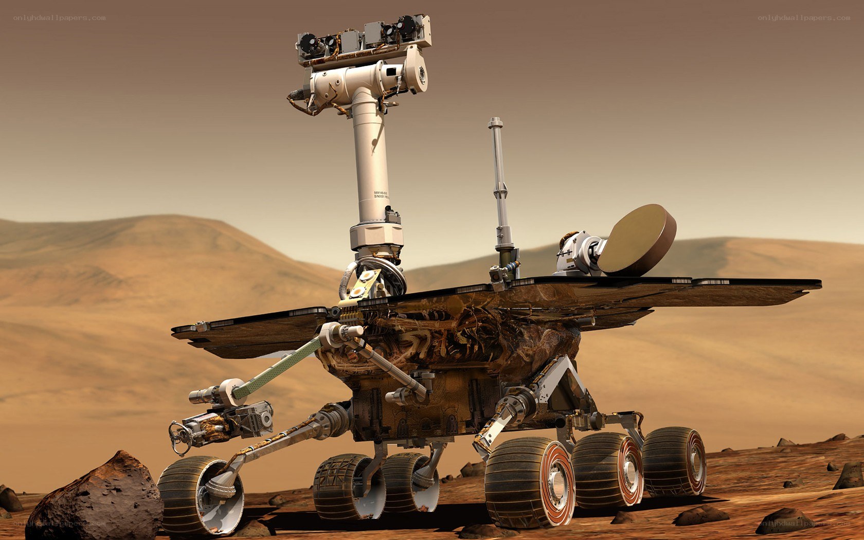 Mars rover on alien surface