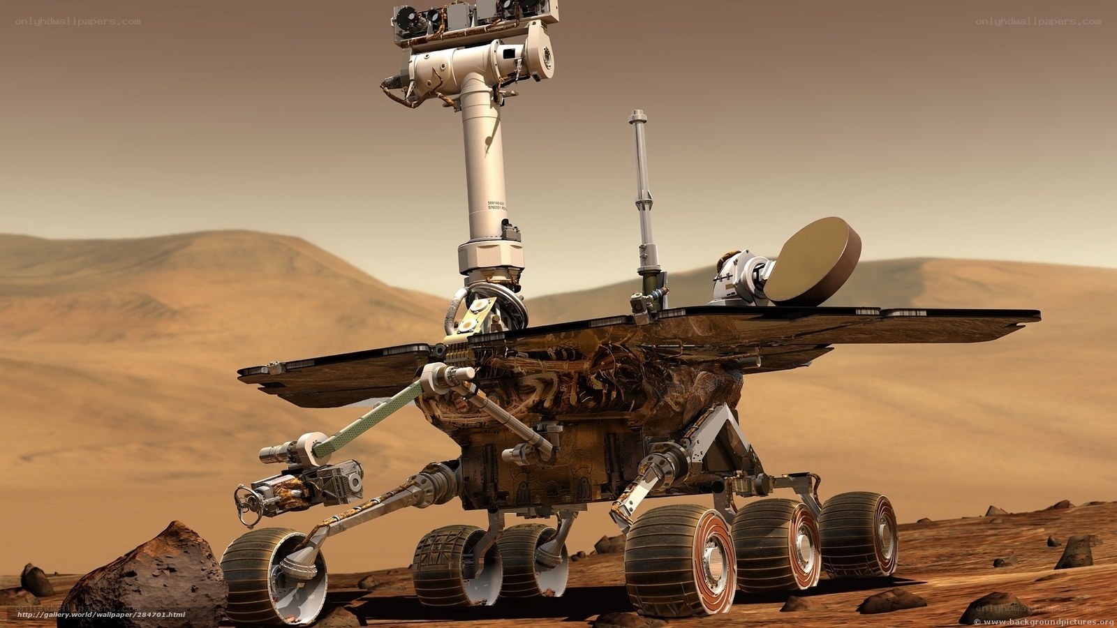 Mars rover on alien surface
