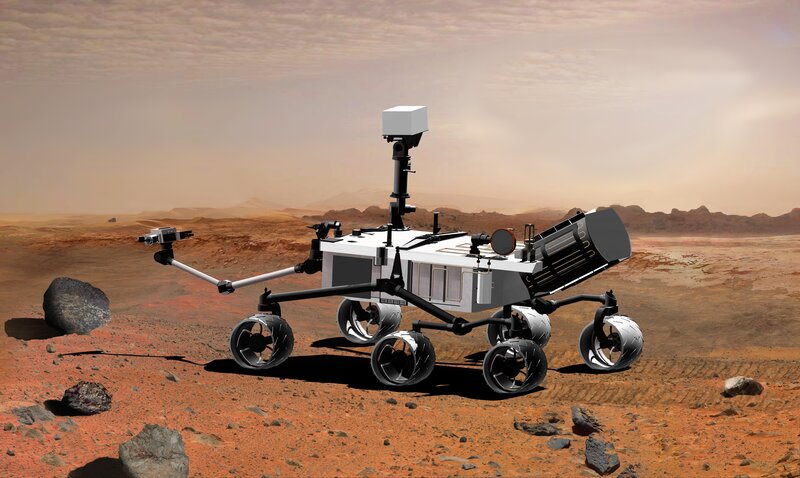 Mars Rover on Red Planet — Desolate, 3d Render, Rocks