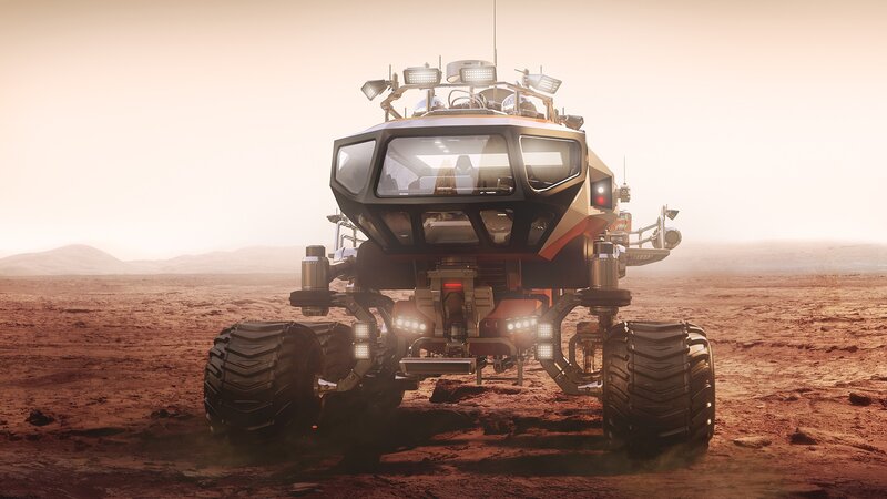 Mars Rover on Red Planet — Desolate, Afternoon