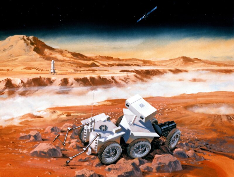 Mars Rover on Red Planet — Dramatic, Illustration