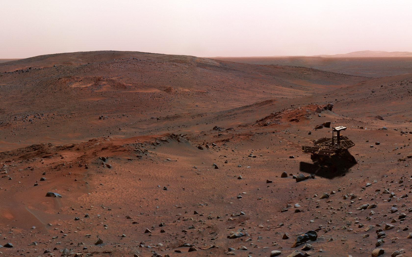 Mars rover on red planet surface