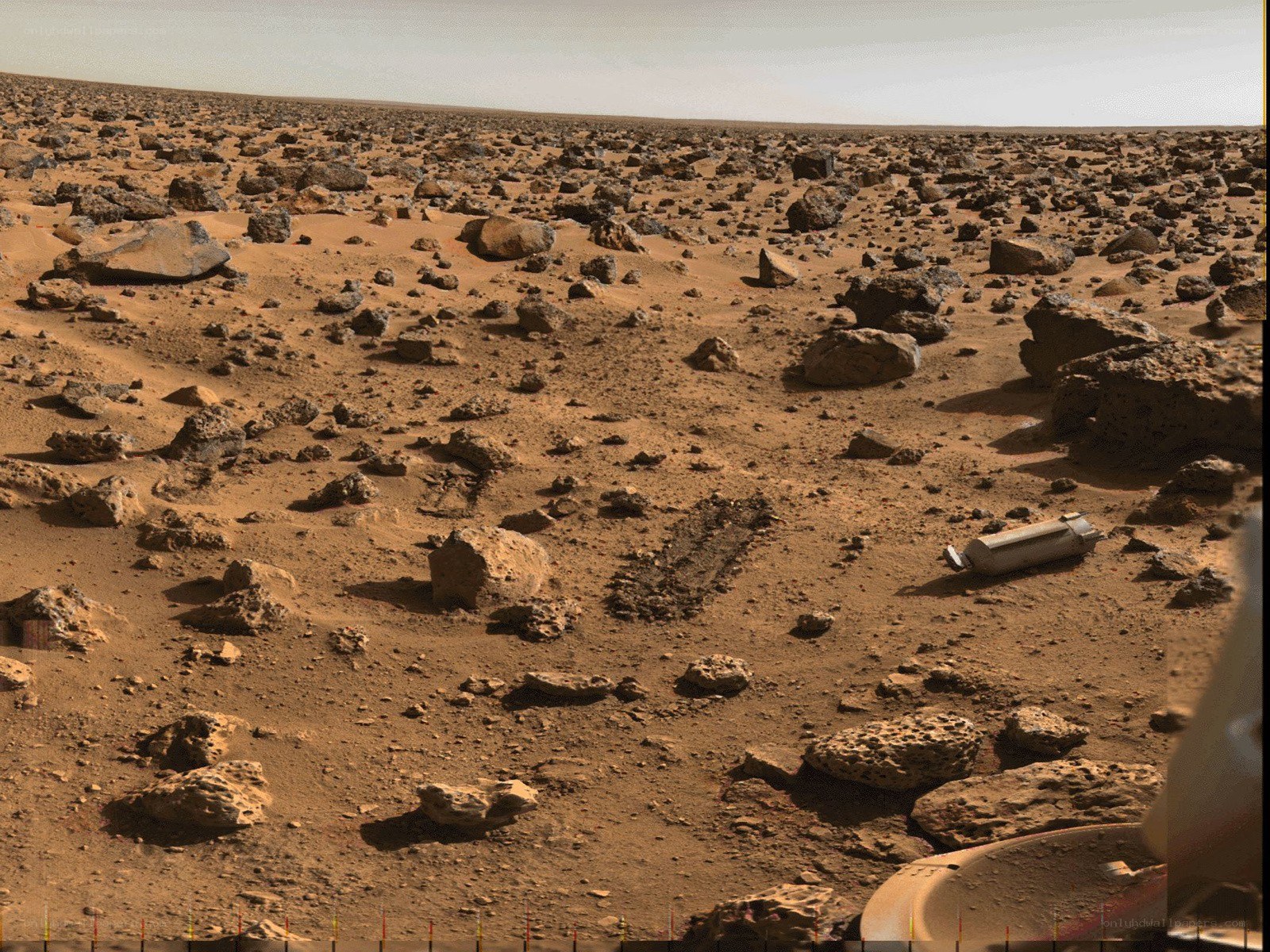 Mars rover on rocky terrain